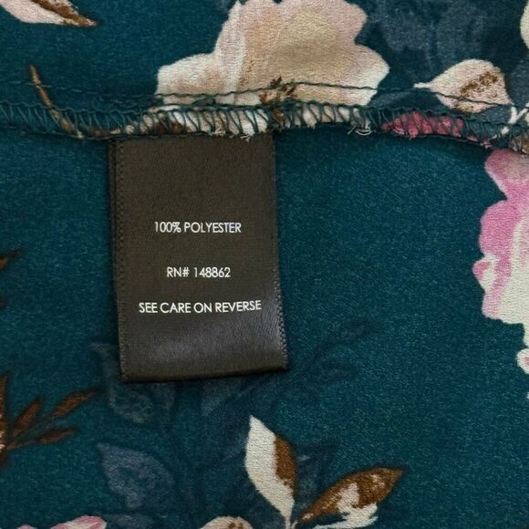 Torrid Harper Teal Floral Long Sleeve Tie Back Blouse Sz OX 1X XXL - Picture 10 of 12